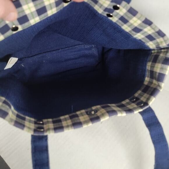 Longaberger Homestead 100% Cotton Small Blue Plaid Tote Bag Lined - Picture 8 of 9